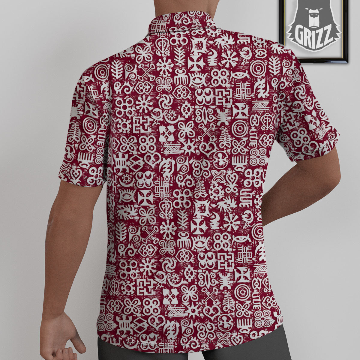 Adinkra African Tribe Red Symbols Untucked Shirts-grizzshop