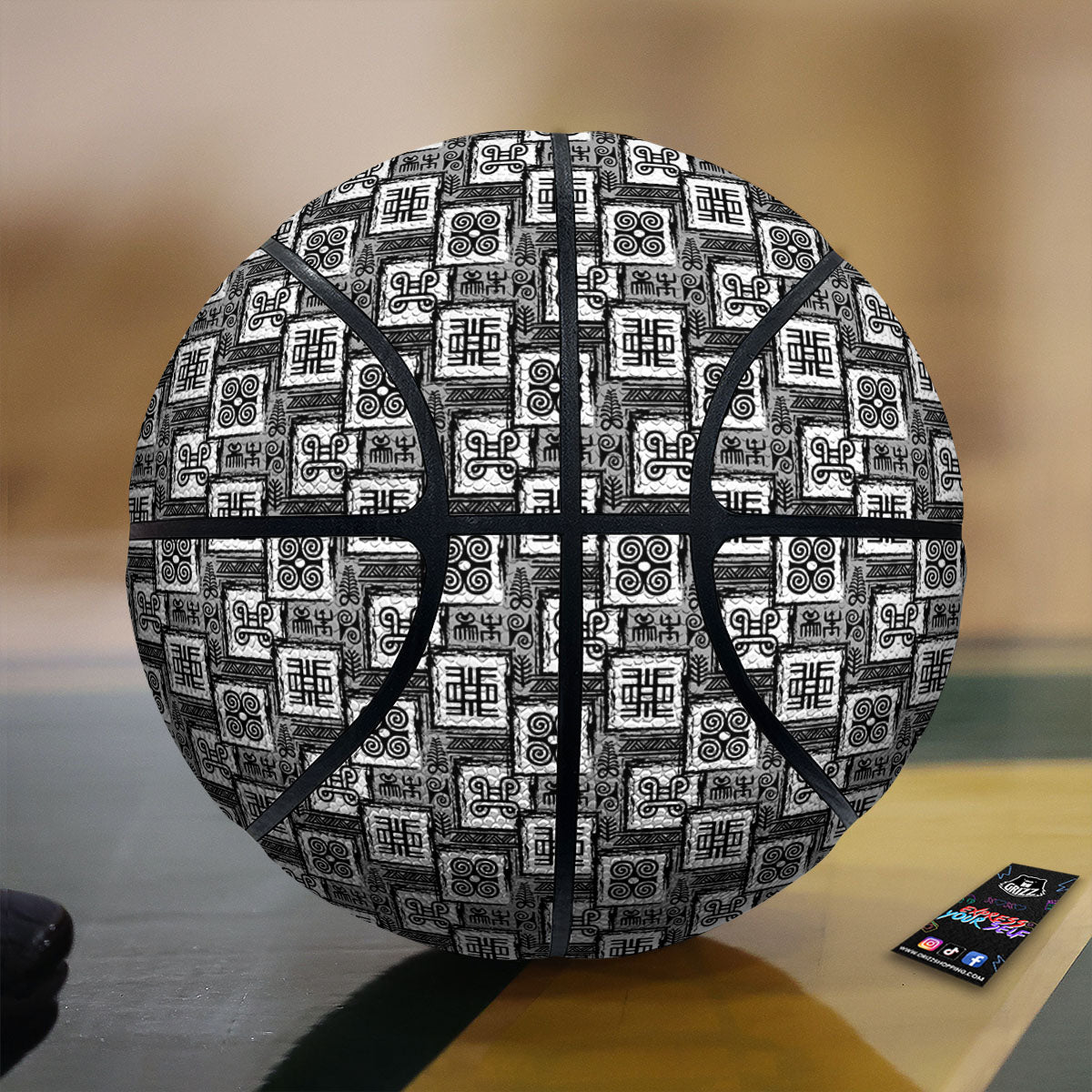 Adinkra Symbols Grey African Print Basketball-grizzshop