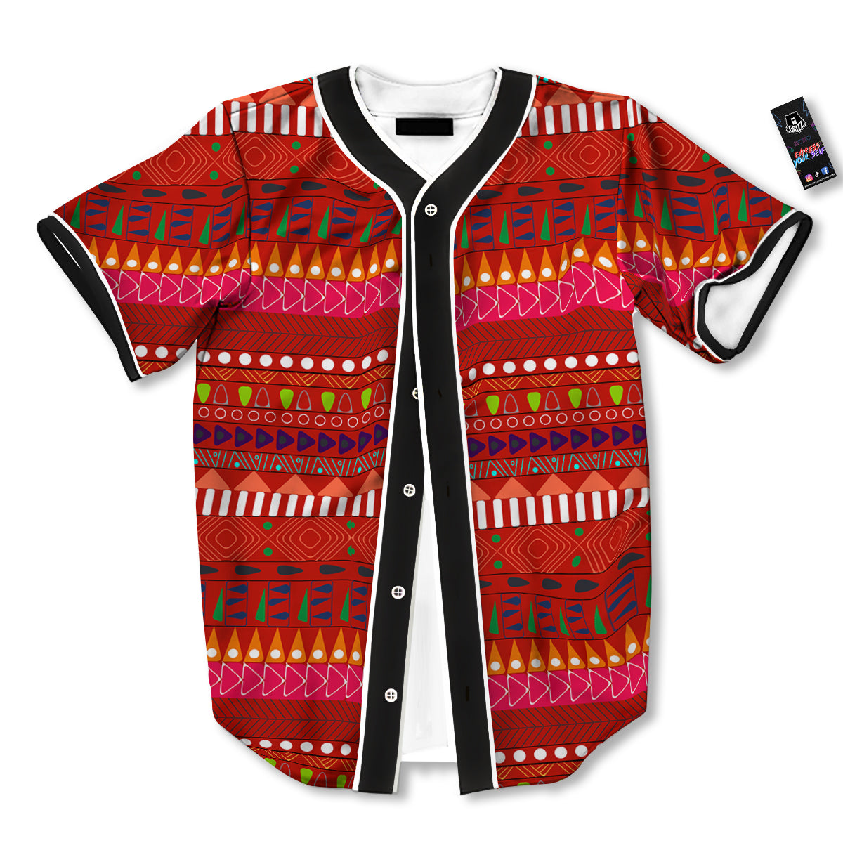 Adinkra Symbols West African Print Pattern Baseball Jersey-grizzshop