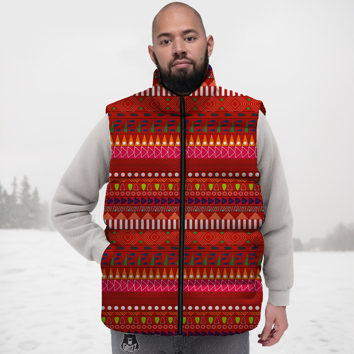 Adinkra Symbols West African Print Pattern Down Vest