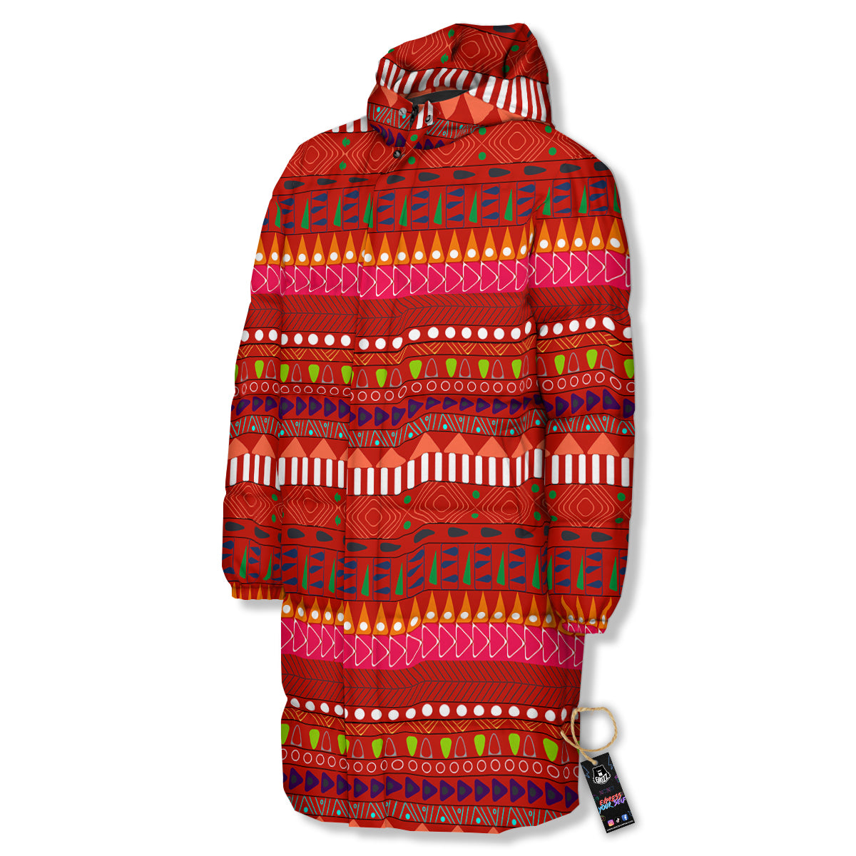 Adinkra Symbols West African Print Pattern Long Down Jacket-grizzshop