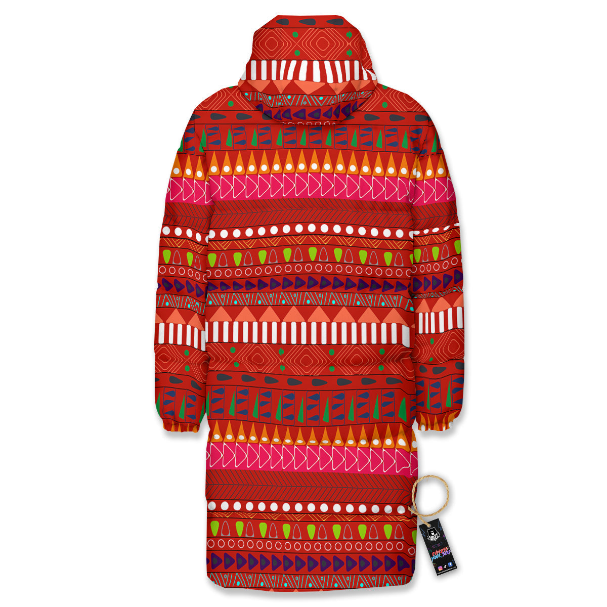 Adinkra Symbols West African Print Pattern Long Down Jacket-grizzshop
