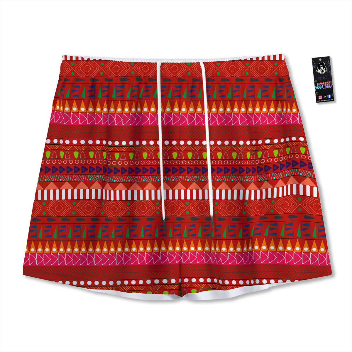 Adinkra Symbols West African Print Pattern Mesh Shorts