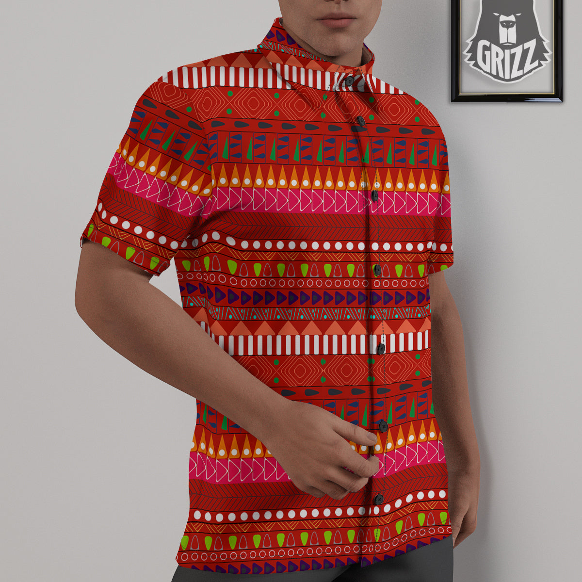 Adinkra Symbols West African Print Pattern Untucked Shirts-grizzshop