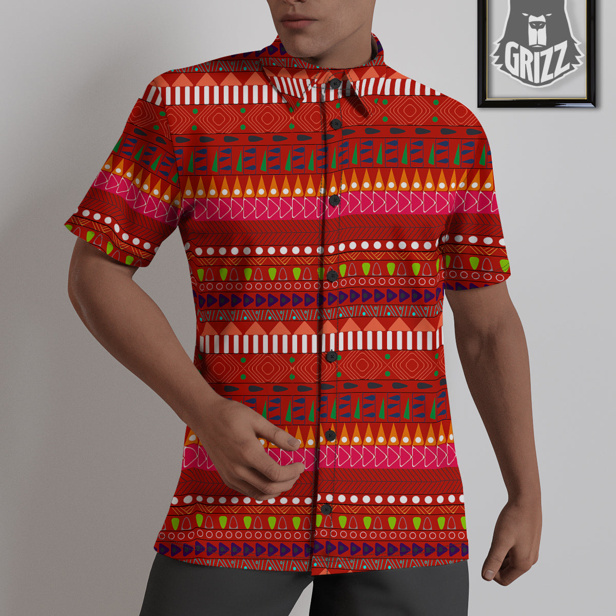 Adinkra Symbols West African Print Pattern Untucked Shirts-grizzshop