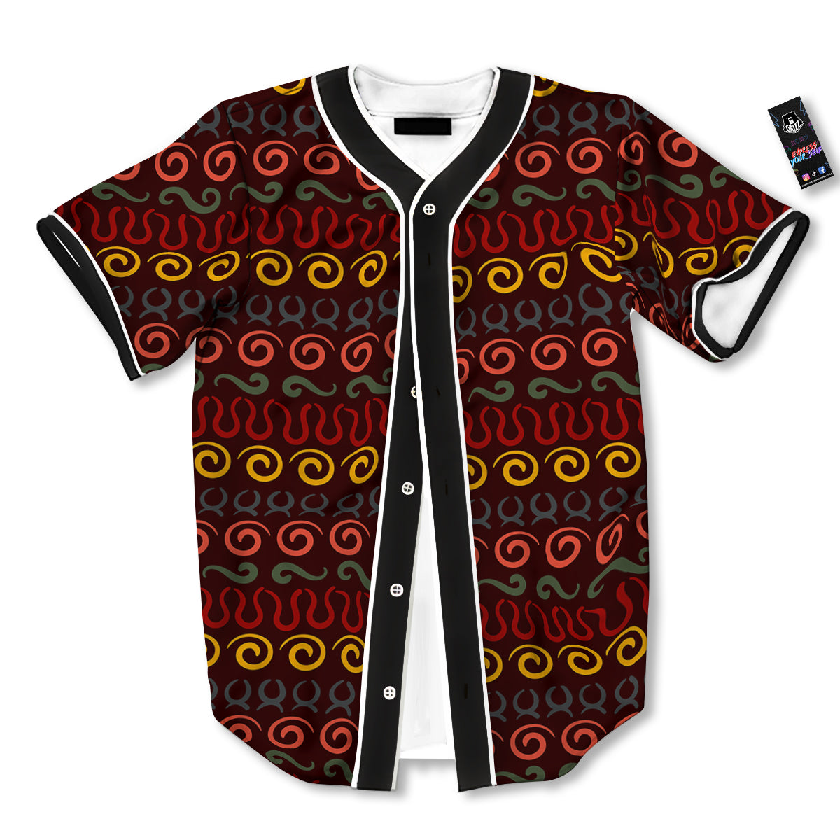 Adinkra Symbols West Print Pattern Baseball Jersey-grizzshop