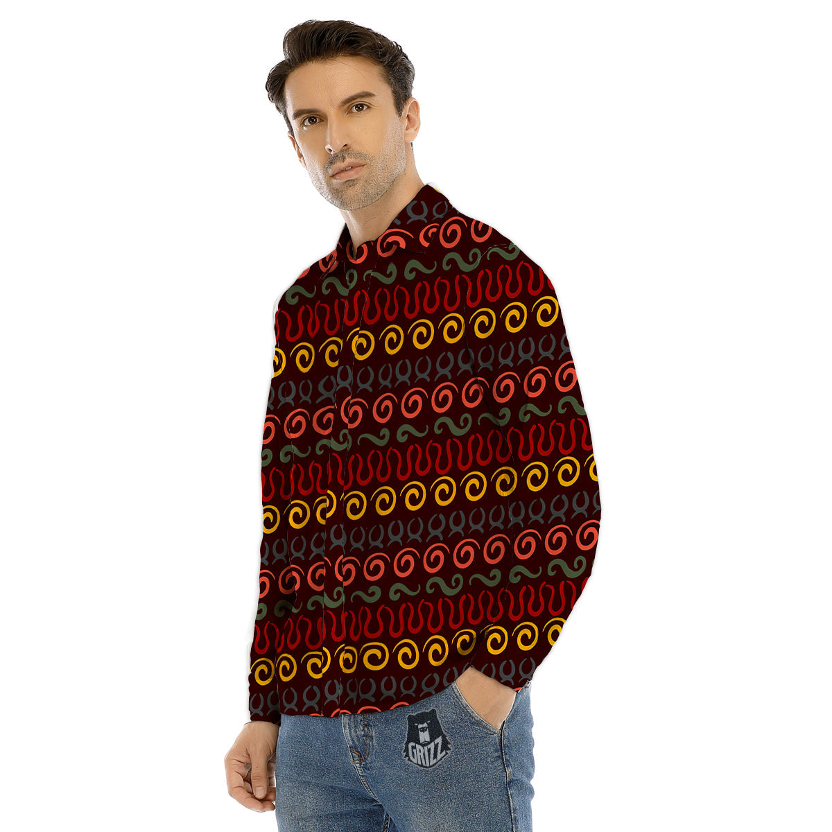 Adinkra Symbols West Print Pattern Men's Dress Shirts-grizzshop