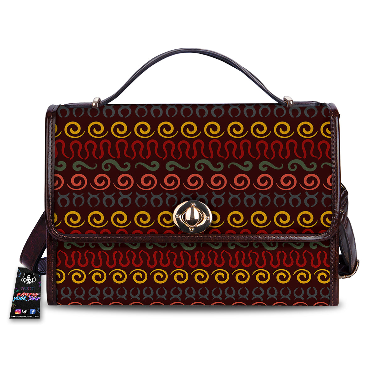 Adinkra Symbols West Print Pattern Women's Satchel Bag-grizzshop