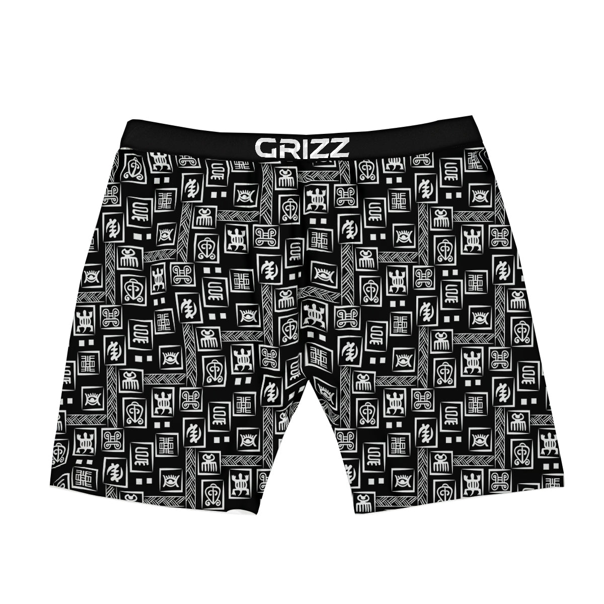 Adinkra Symbols White And Black Print Pattern Boxer Briefs-grizzshop