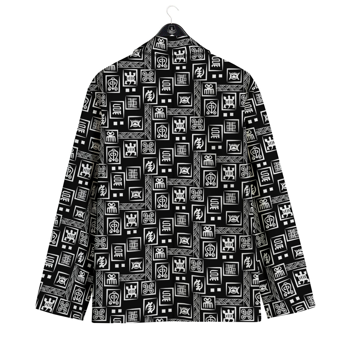 Adinkra Symbols White And Black Print Pattern Men's Sport Coat-grizzshop