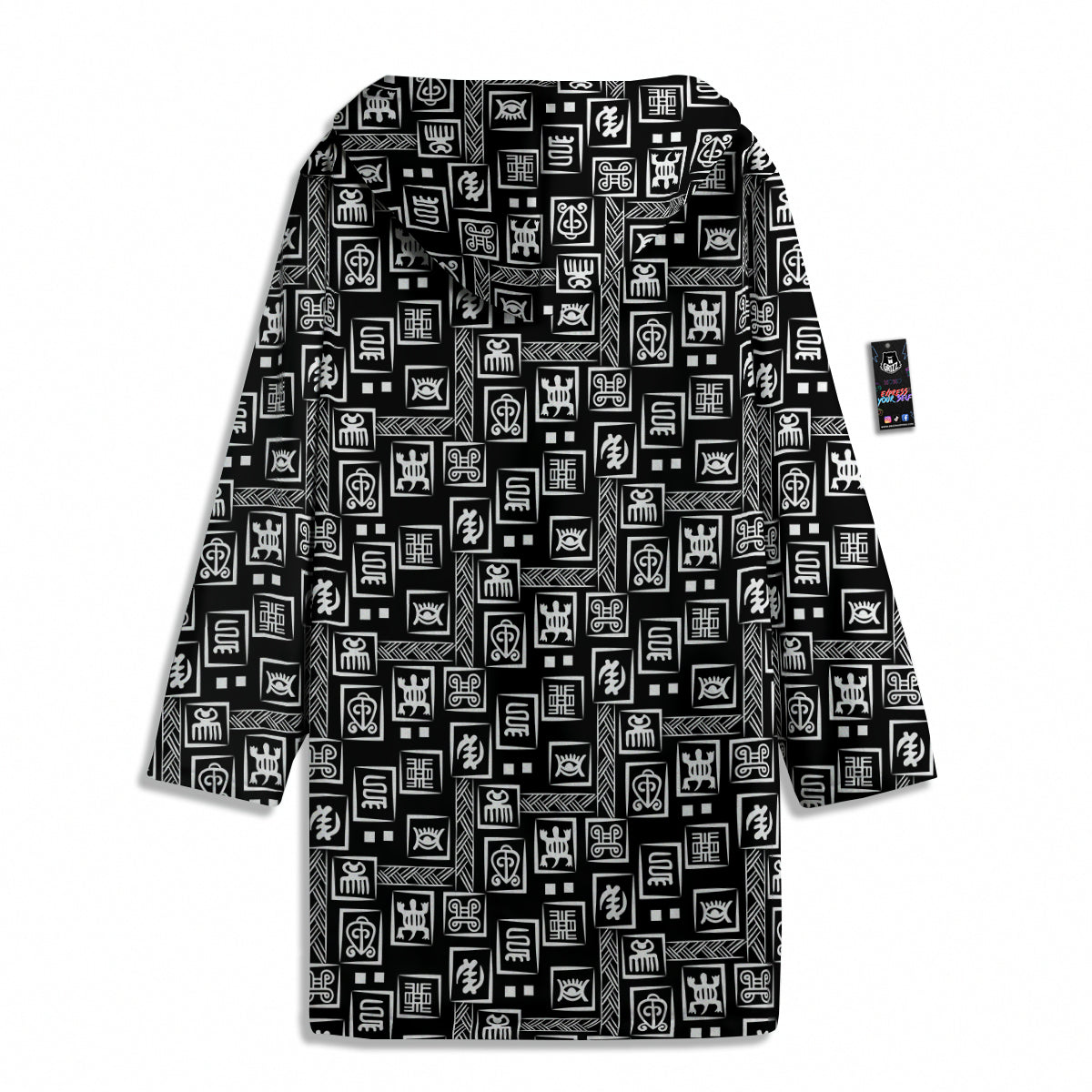 Adinkra Symbols White And Black Print Pattern Men's Windbreaker Jacket-grizzshop