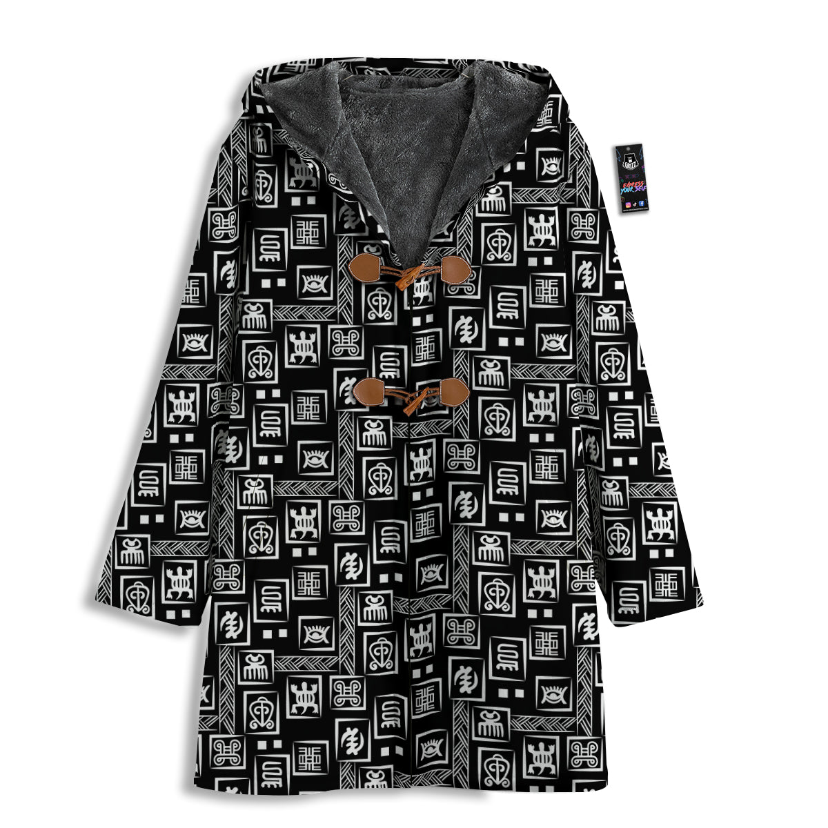 Adinkra Symbols White And Black Print Pattern Men's Windbreaker Jacket-grizzshop