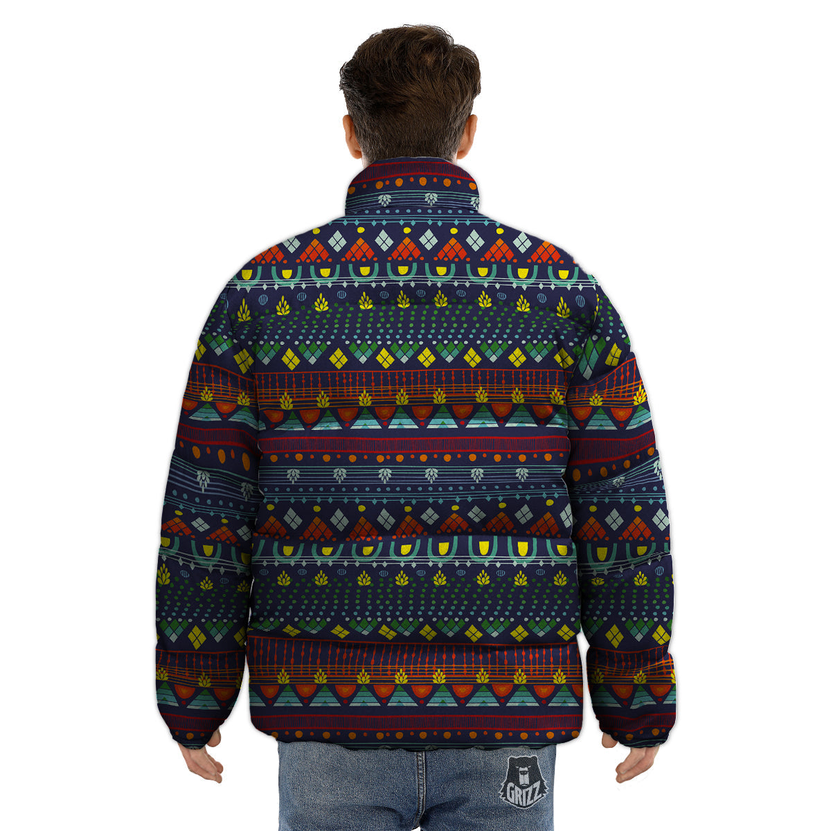 Adinkra Tribe African West Symbols Puffer Jacket-grizzshop