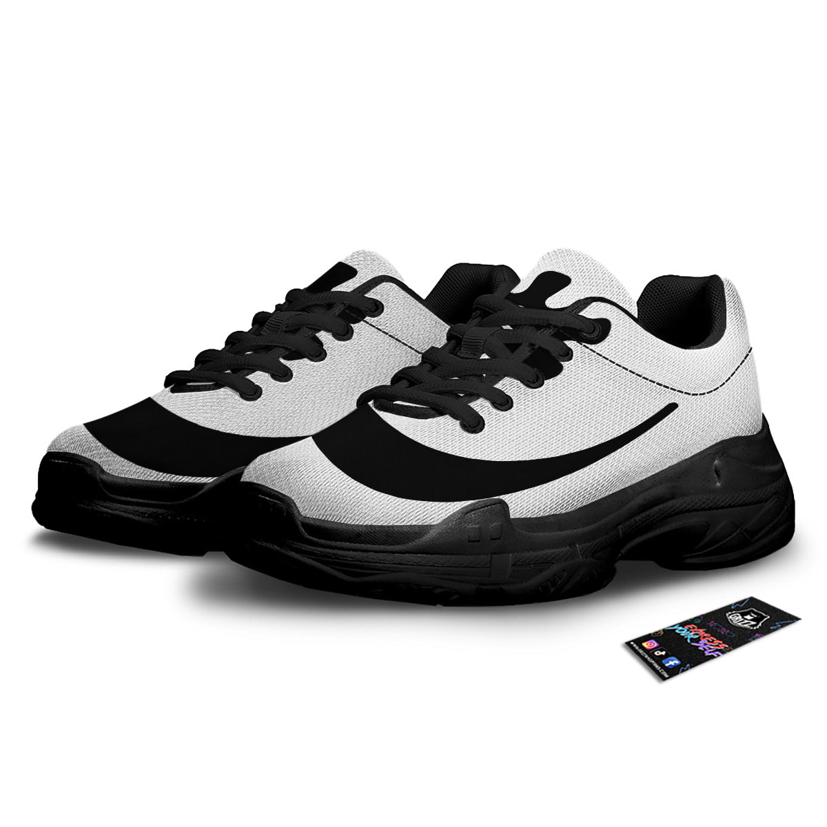 Adinkra Tribe Symbols White And Black Black Chunky Shoes-grizzshop