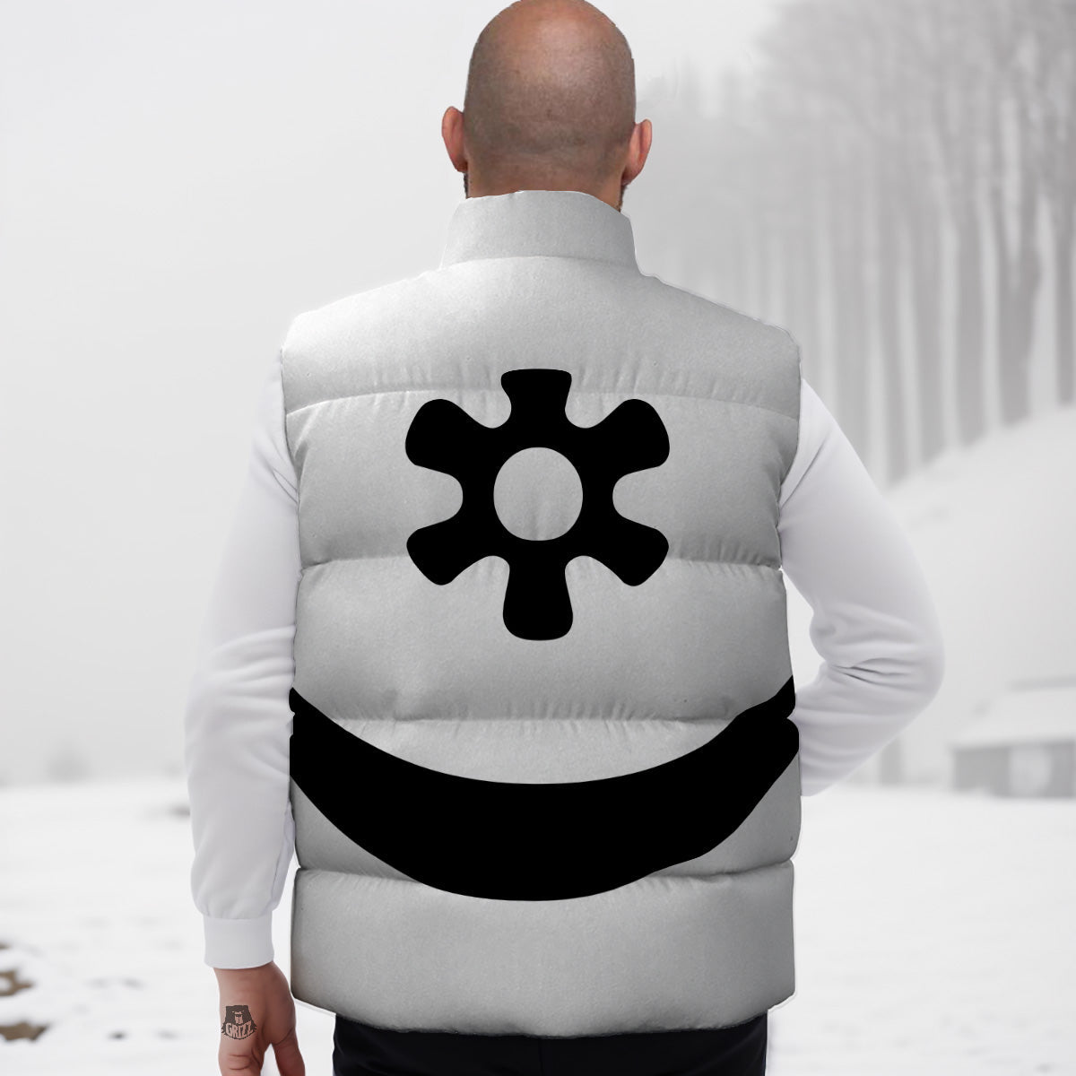 Adinkra Tribe Symbols White And Black Down Vest
