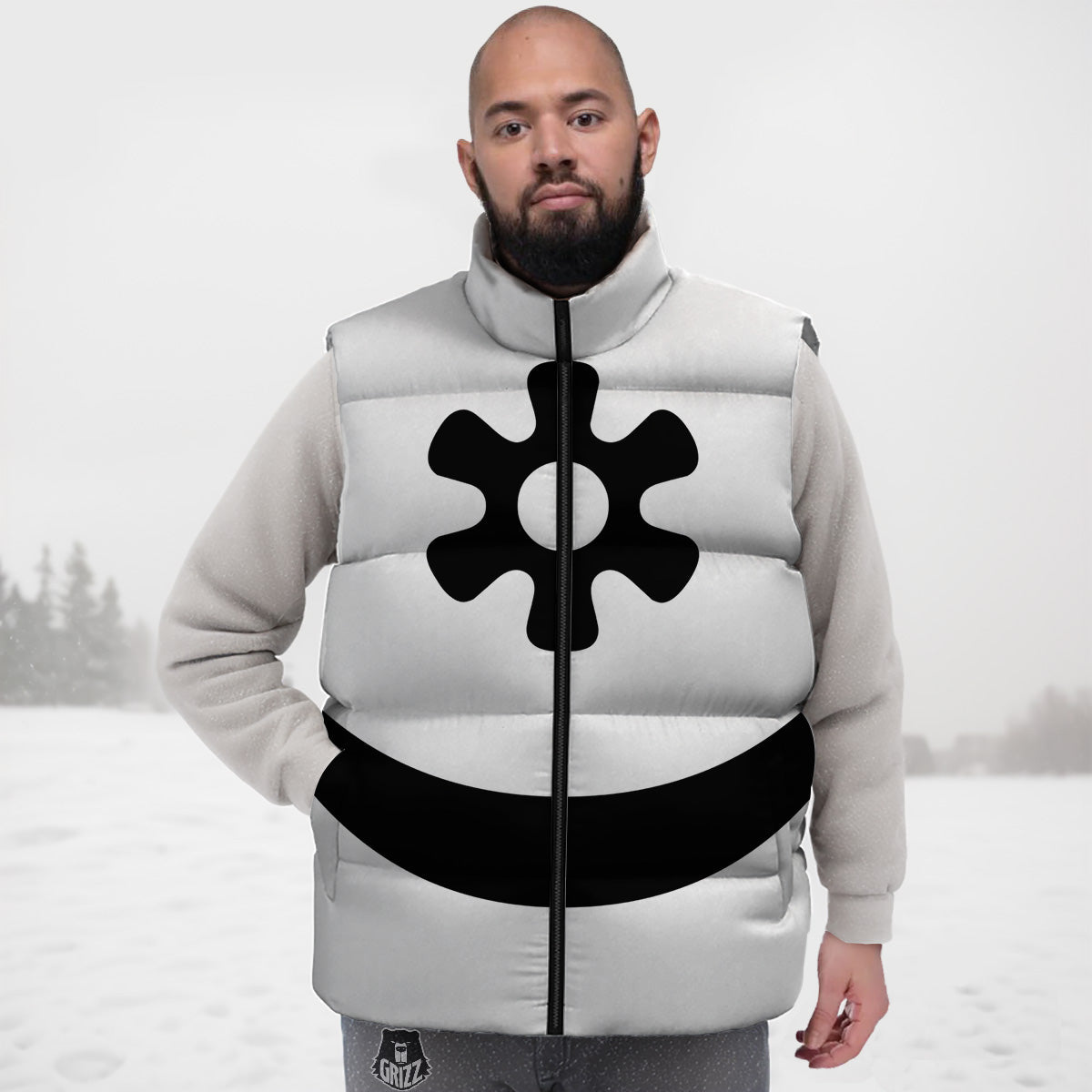 Adinkra Tribe Symbols White And Black Down Vest