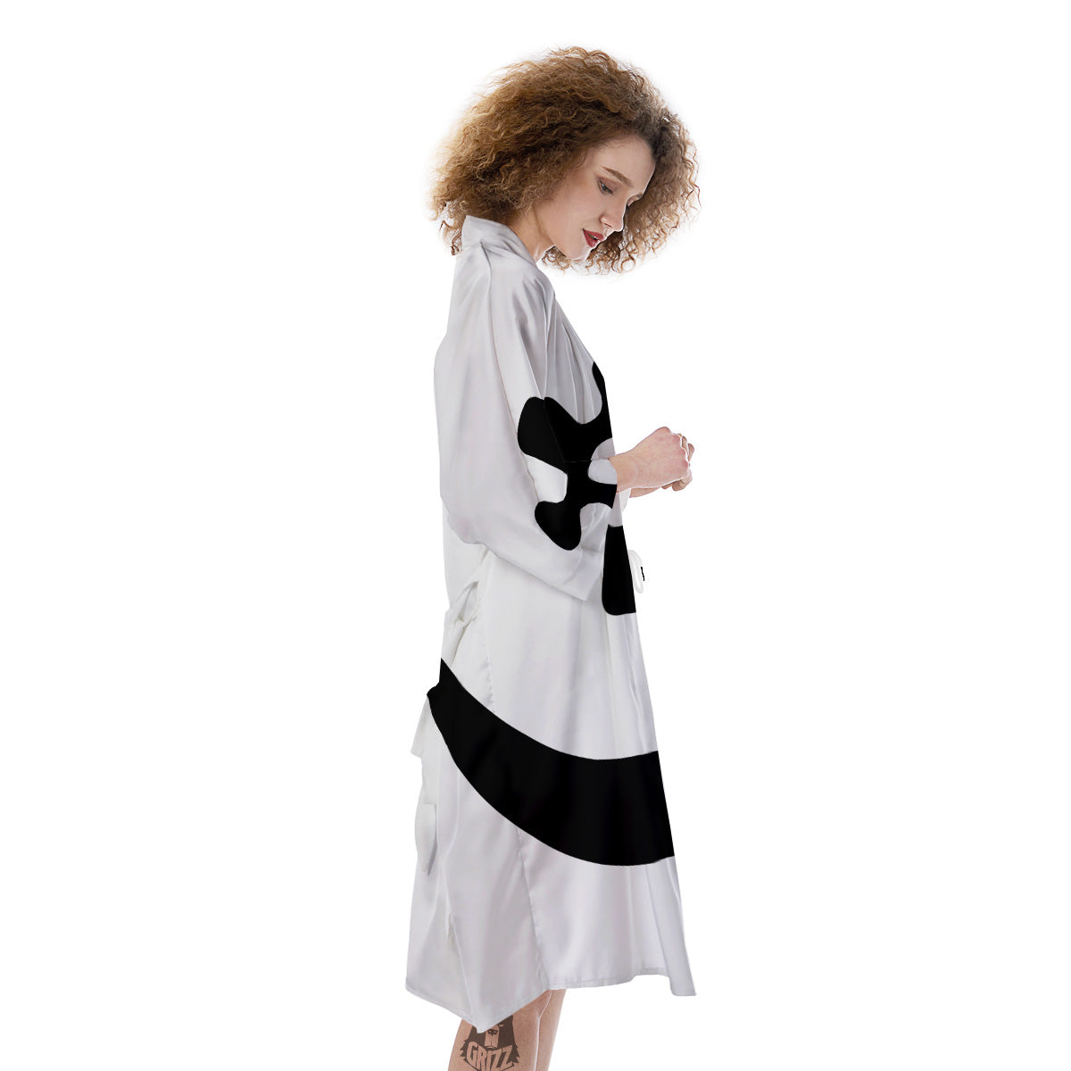 Adinkra Tribe Symbols White And Black Kimono-grizzshop