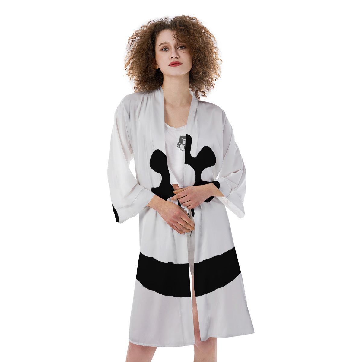 Adinkra Tribe Symbols White And Black Kimono-grizzshop