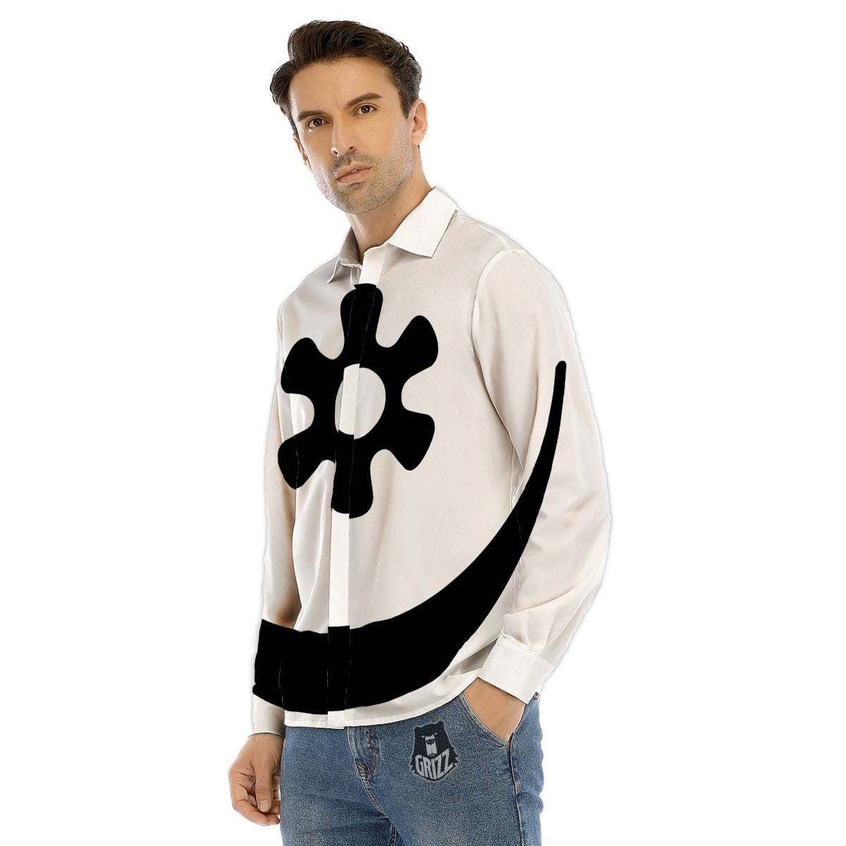 Adinkra Tribe Symbols White And Black Men's Dress Shirts-grizzshop