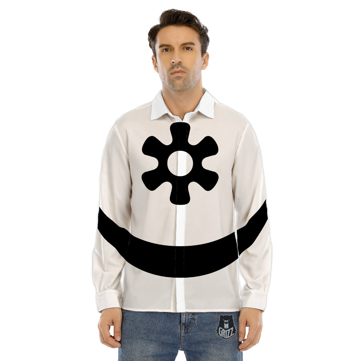 Adinkra Tribe Symbols White And Black Men's Dress Shirts-grizzshop