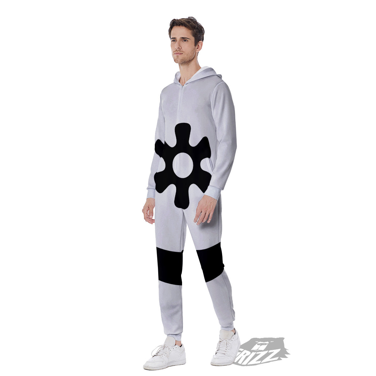 Adinkra Tribe Symbols White And Black Men's Jumpsuit-grizzshop