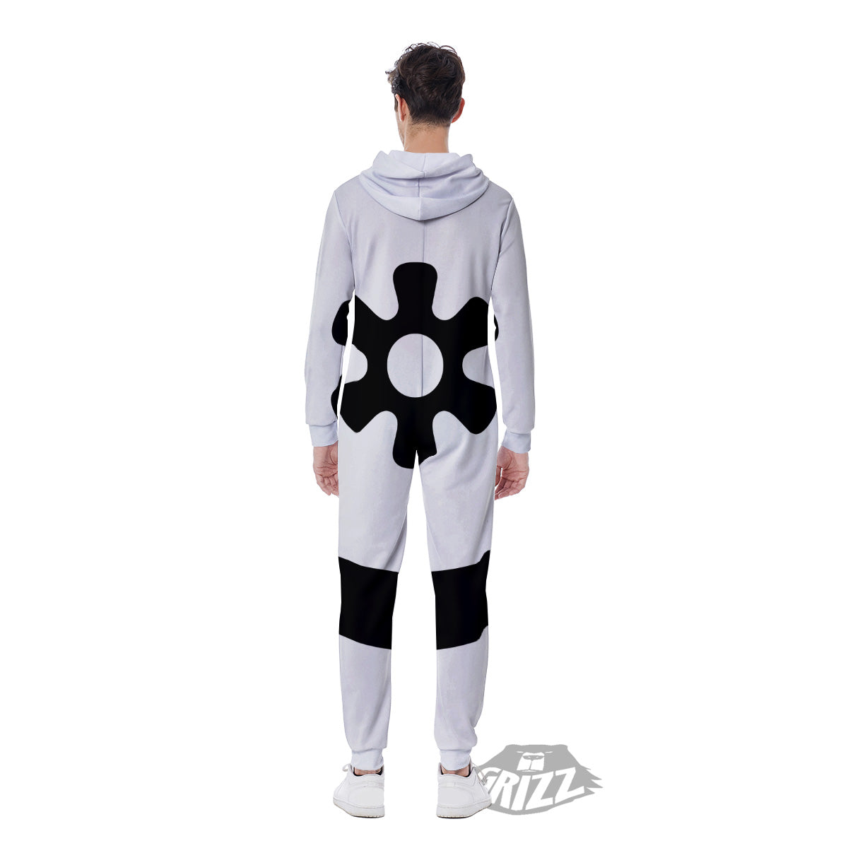 Adinkra Tribe Symbols White And Black Men's Jumpsuit-grizzshop