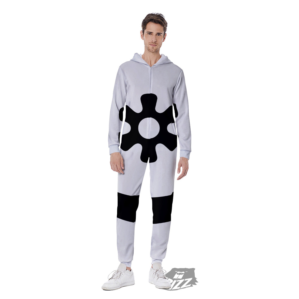 Adinkra Tribe Symbols White And Black Men's Jumpsuit-grizzshop