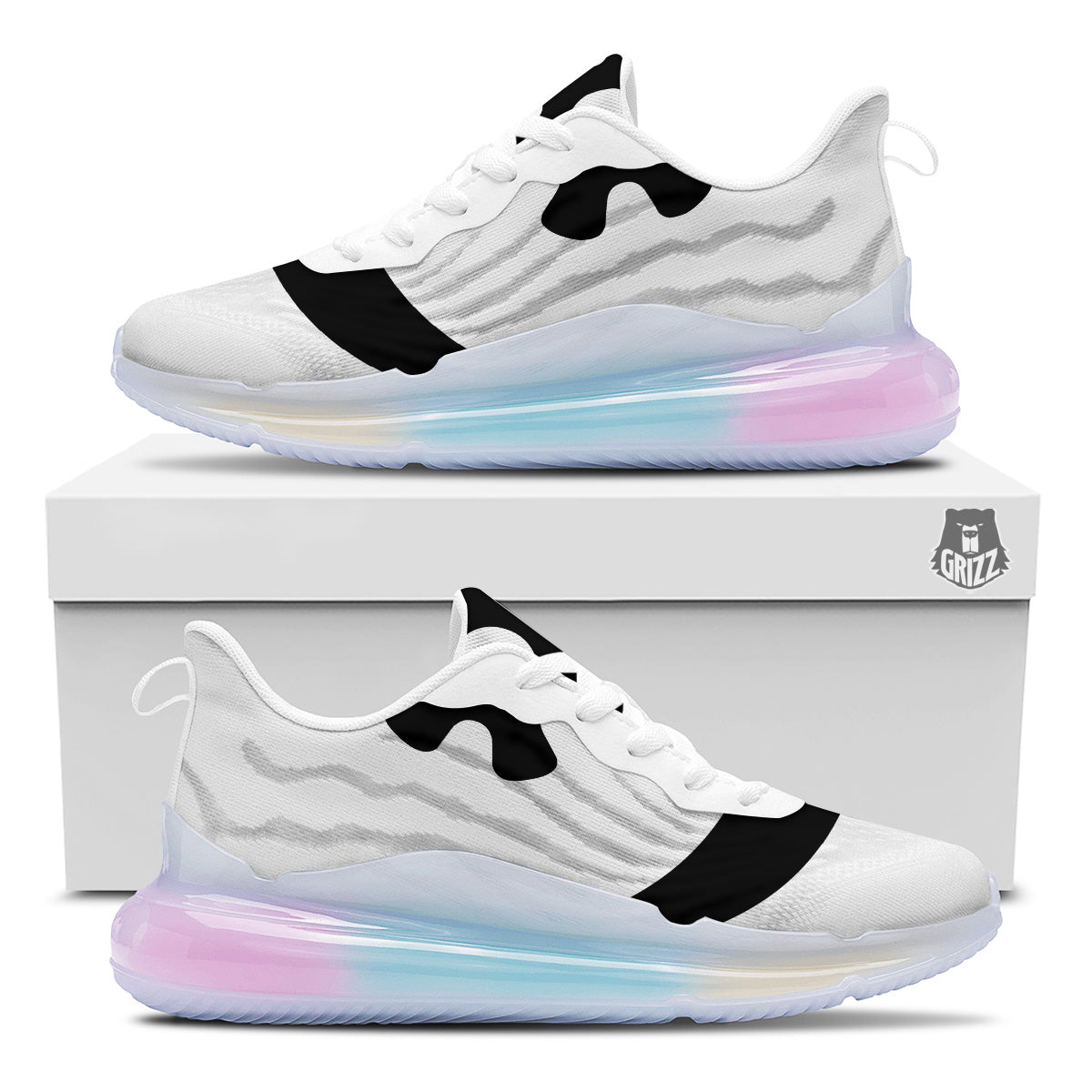 Adinkra Tribe Symbols White And Black Running Sneakers-grizzshop