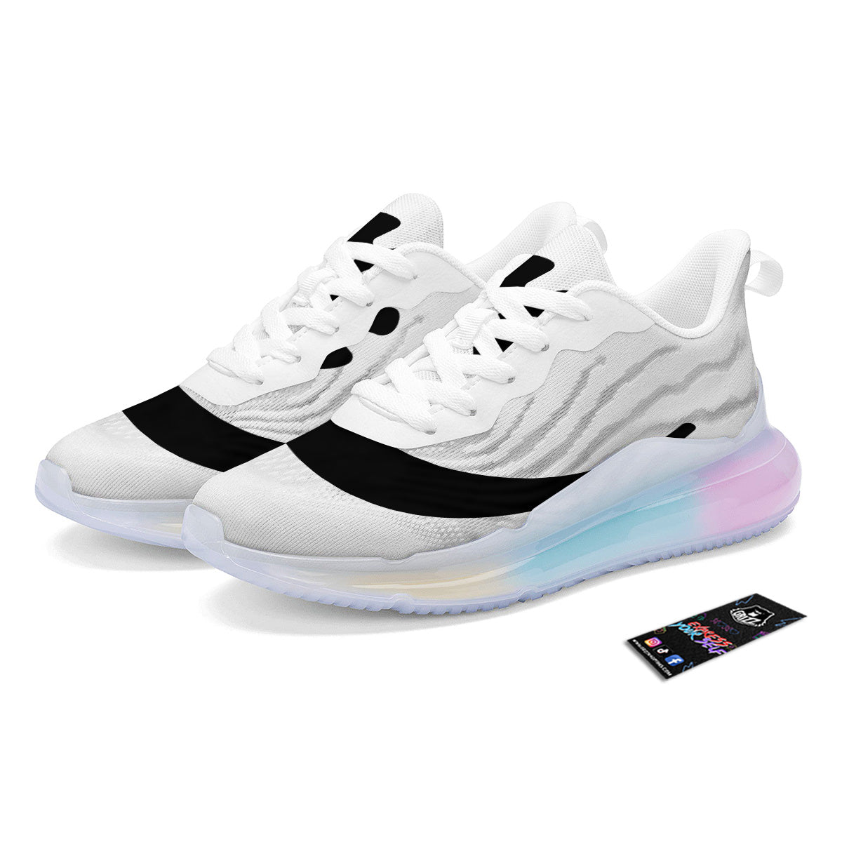 Adinkra Tribe Symbols White And Black Running Sneakers-grizzshop