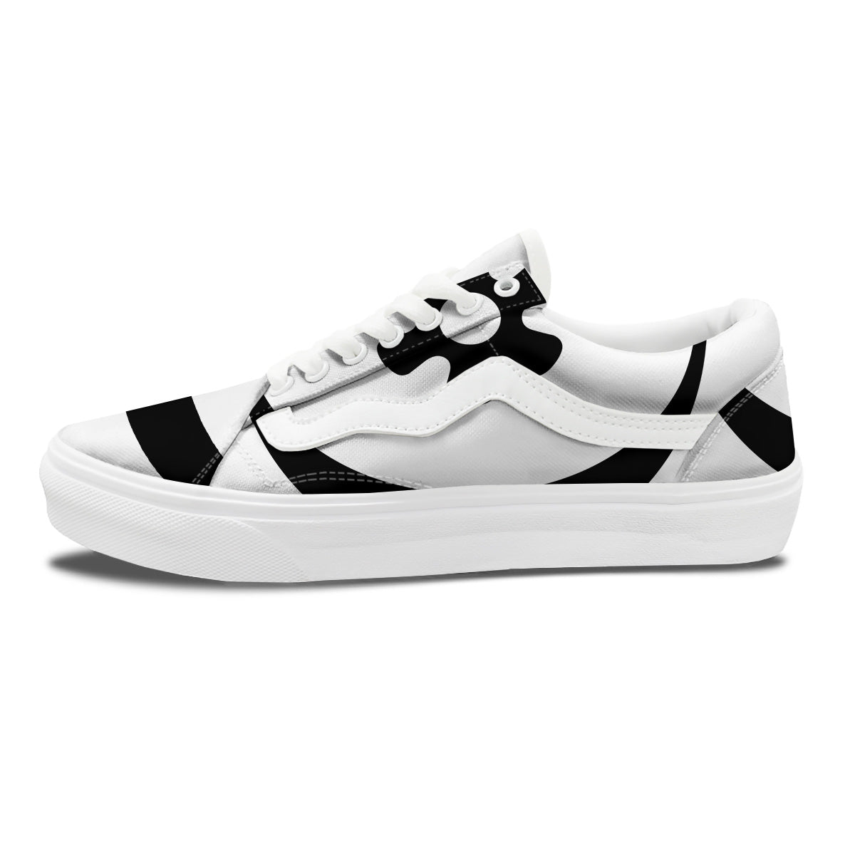 Adinkra Tribe Symbols White And Black Skate Shoes-grizzshop