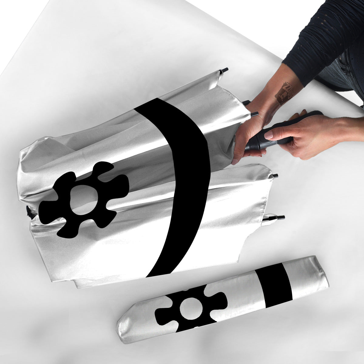 Adinkra Tribe Symbols White And Black Umbrella-grizzshop