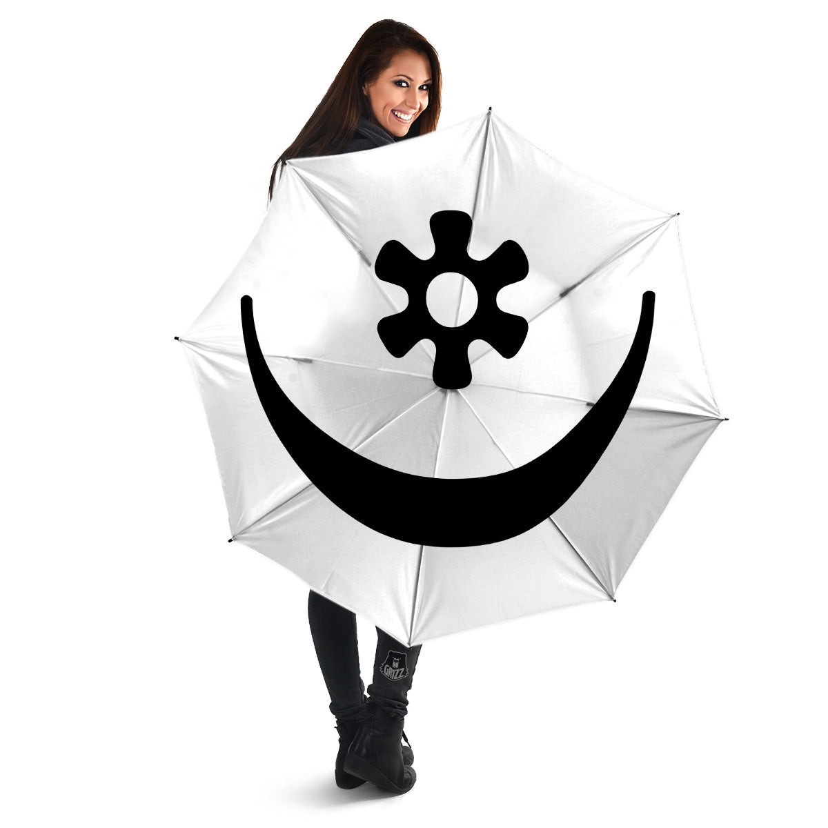 Adinkra Tribe Symbols White And Black Umbrella-grizzshop