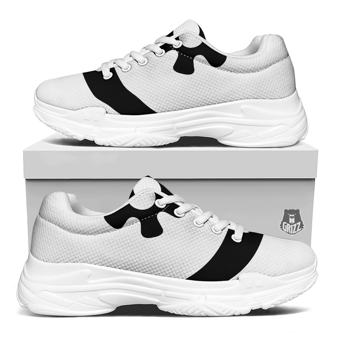 Adinkra Tribe Symbols White And Black White Chunky Shoes-grizzshop