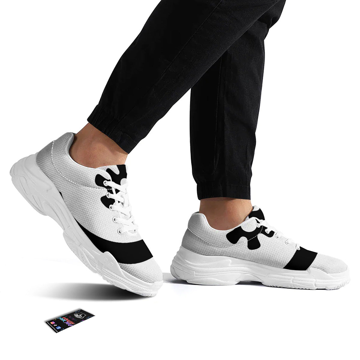 Adinkra Tribe Symbols White And Black White Chunky Shoes-grizzshop