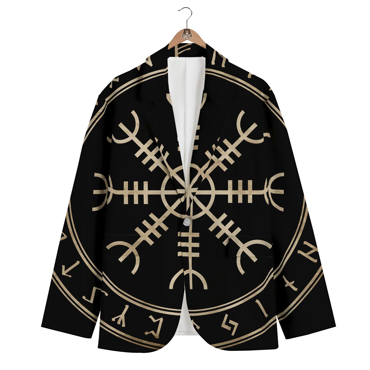 Aegishjalmur Viking Symbol Norse Men's Blazer-grizzshop