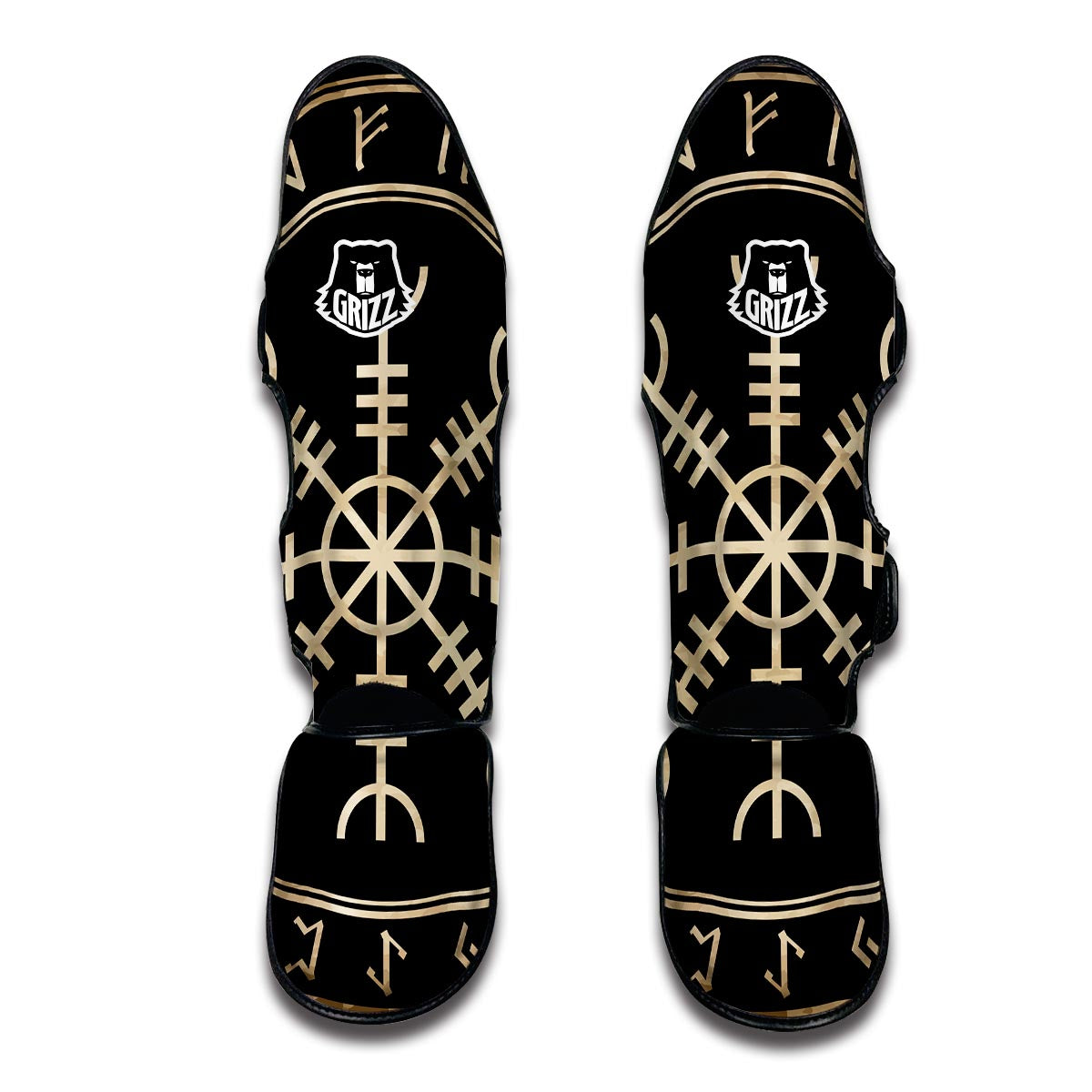 Aegishjalmur Viking Symbol Norse Muay Thai Shin Guards-grizzshop