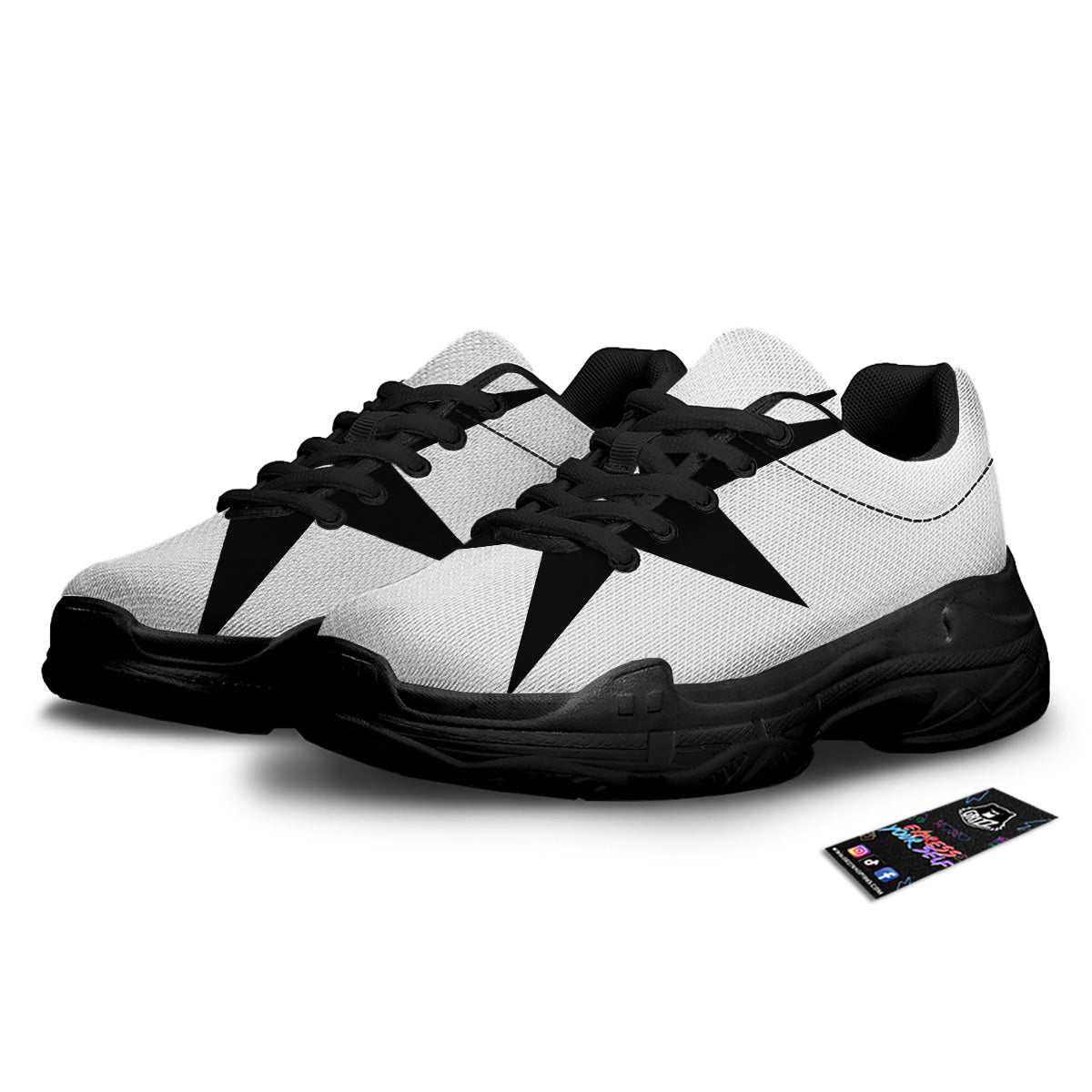 African Adinkra Symbols White And Black Black Chunky Shoes-grizzshop