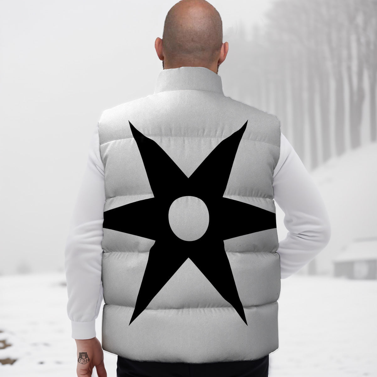 African Adinkra Symbols White And Black Down Vest