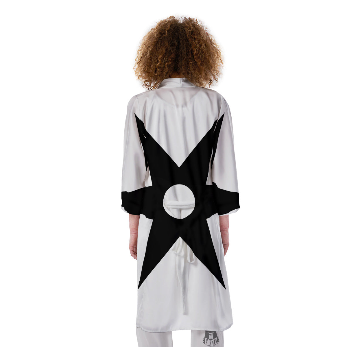 African Adinkra Symbols White And Black Kimono-grizzshop