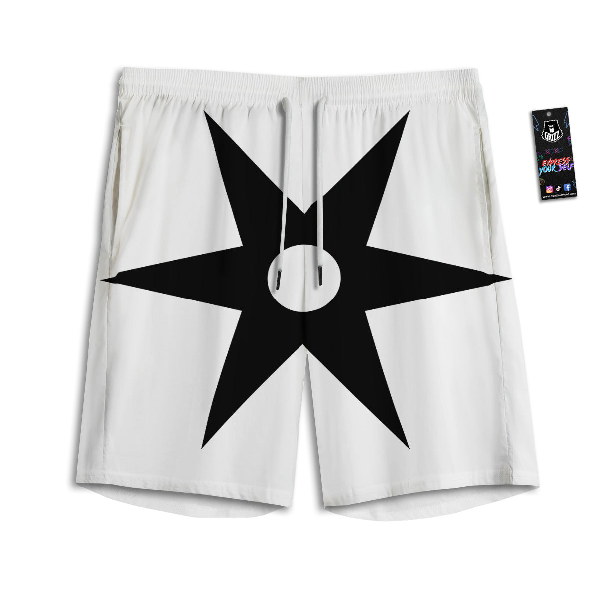 African Adinkra Symbols White And Black Men's Athletic Shorts