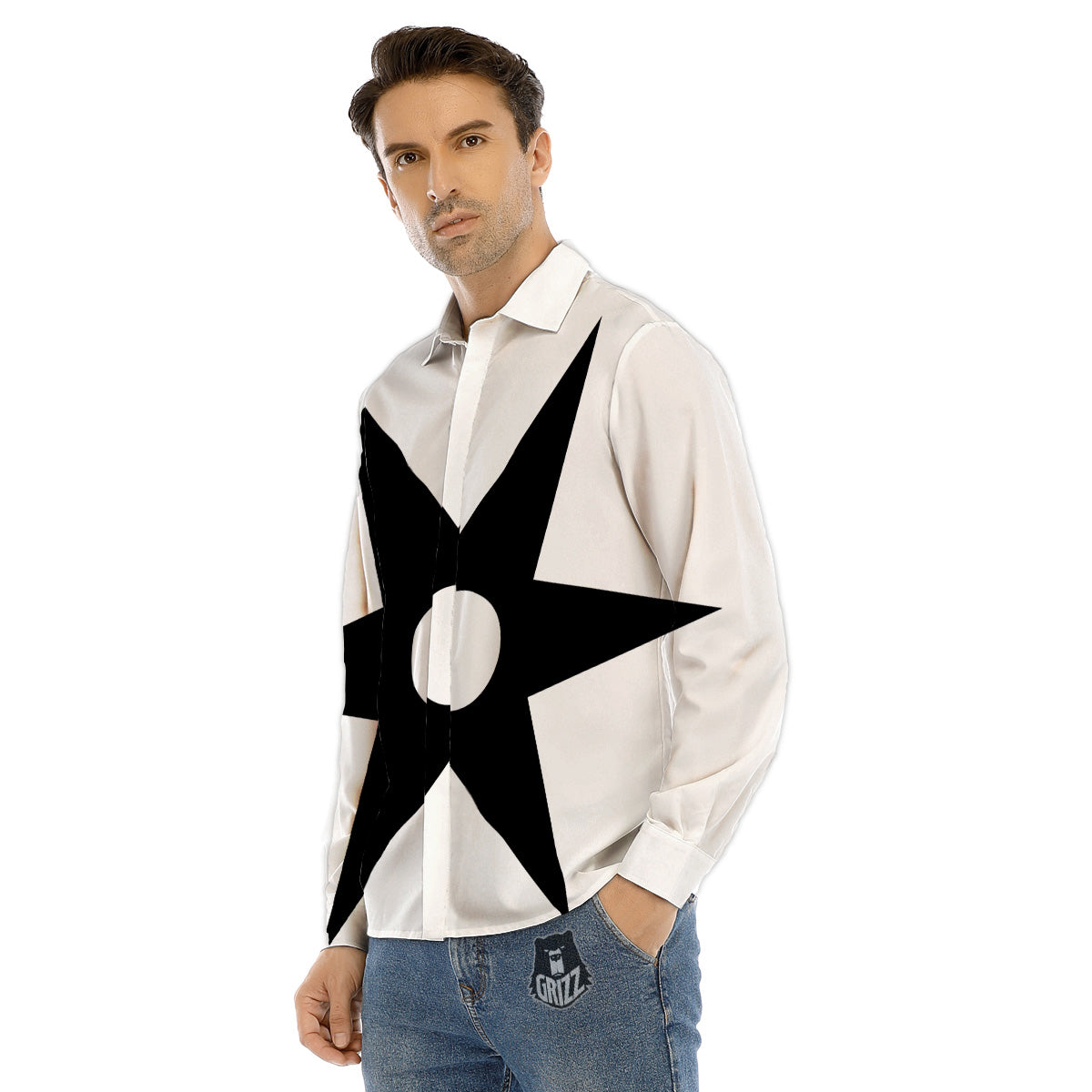 African Adinkra Symbols White And Black Men's Dress Shirts-grizzshop