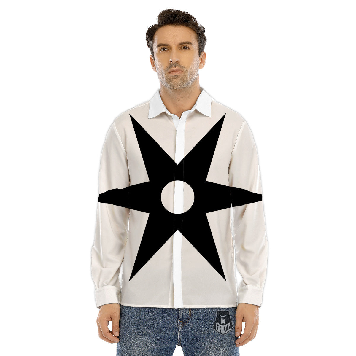 African Adinkra Symbols White And Black Men's Dress Shirts-grizzshop