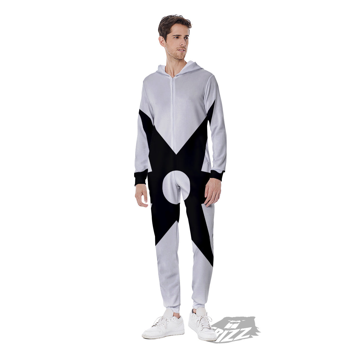 African Adinkra Symbols White And Black Men's Jumpsuit-grizzshop