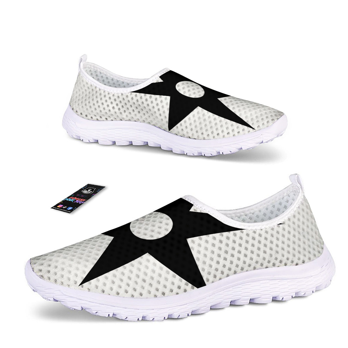 African Adinkra Symbols White And Black Nurse Shoes-grizzshop