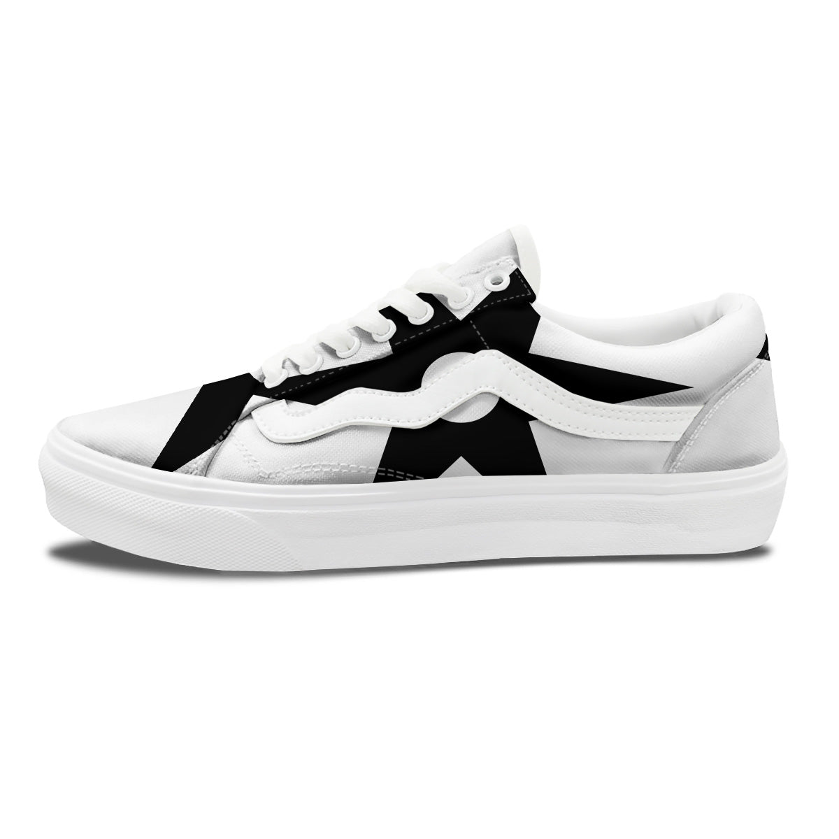 African Adinkra Symbols White And Black Skate Shoes-grizzshop