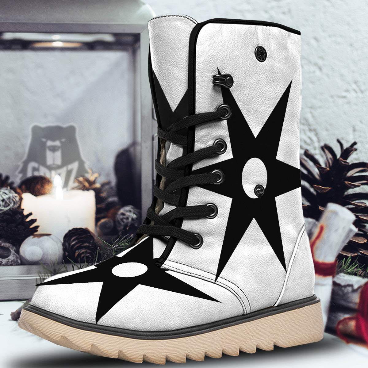 White And Black Winter Boots 2026.African Adinkra Symbols White And Black Snow Boots - Grizzshopping