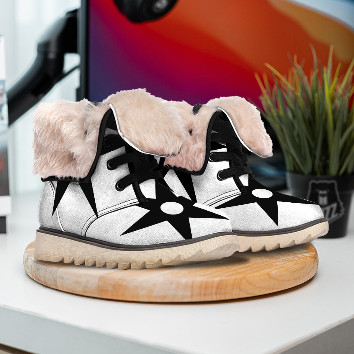 White And Black Winter Boots 2026.African Adinkra Symbols White And Black Snow Boots - Grizzshopping