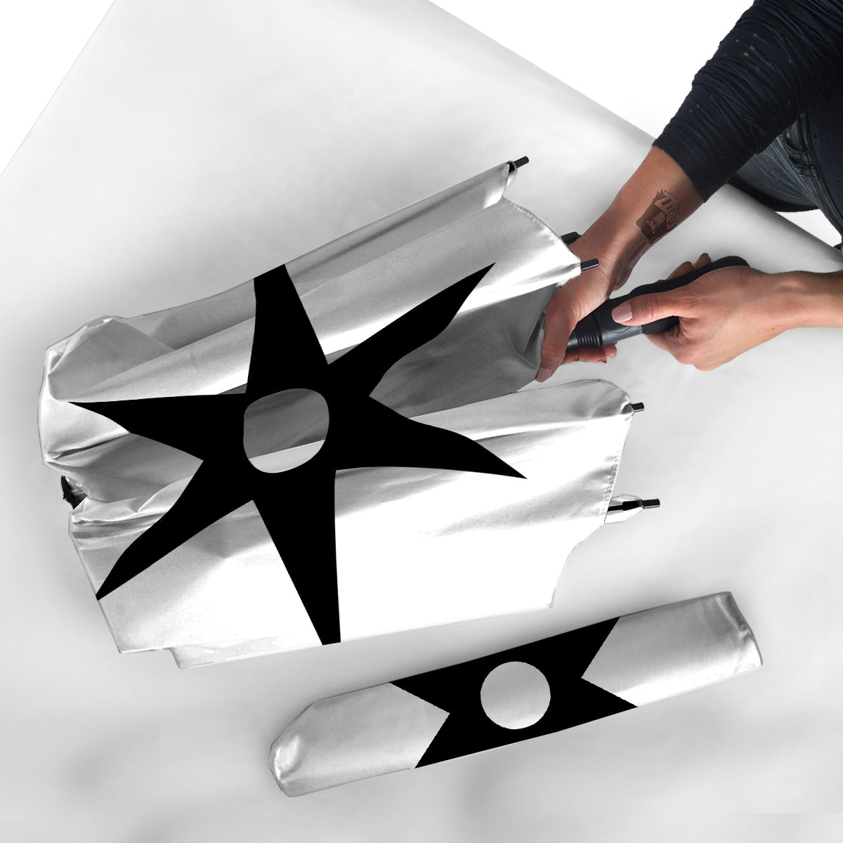 African Adinkra Symbols White And Black Umbrella-grizzshop