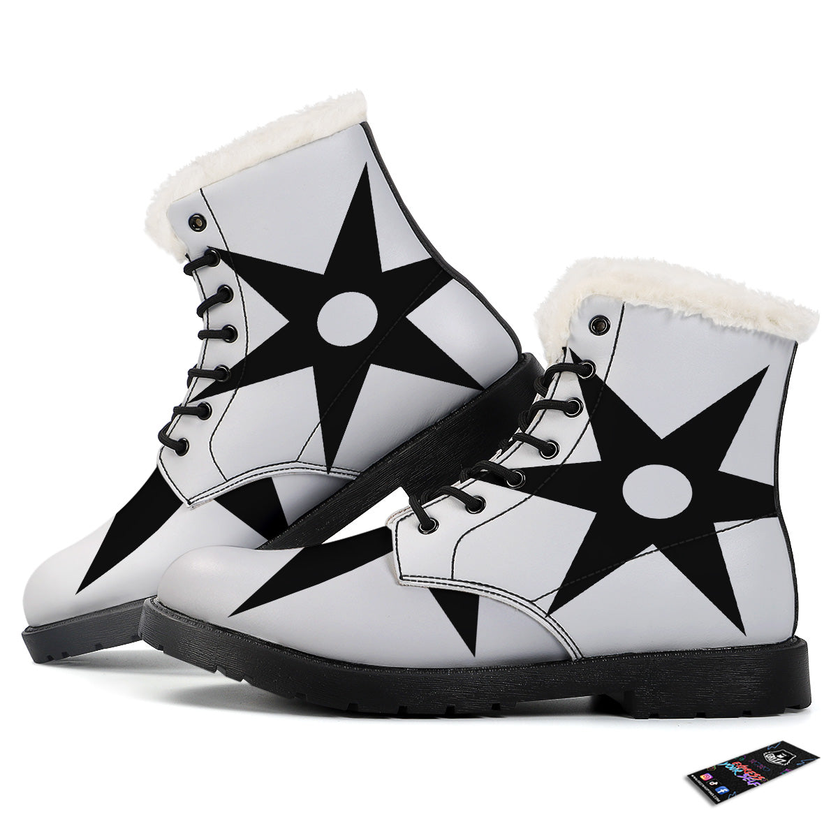 White And Black Winter Boots 2026.African Adinkra Symbols White And Black Winter Boots - Grizzshopping