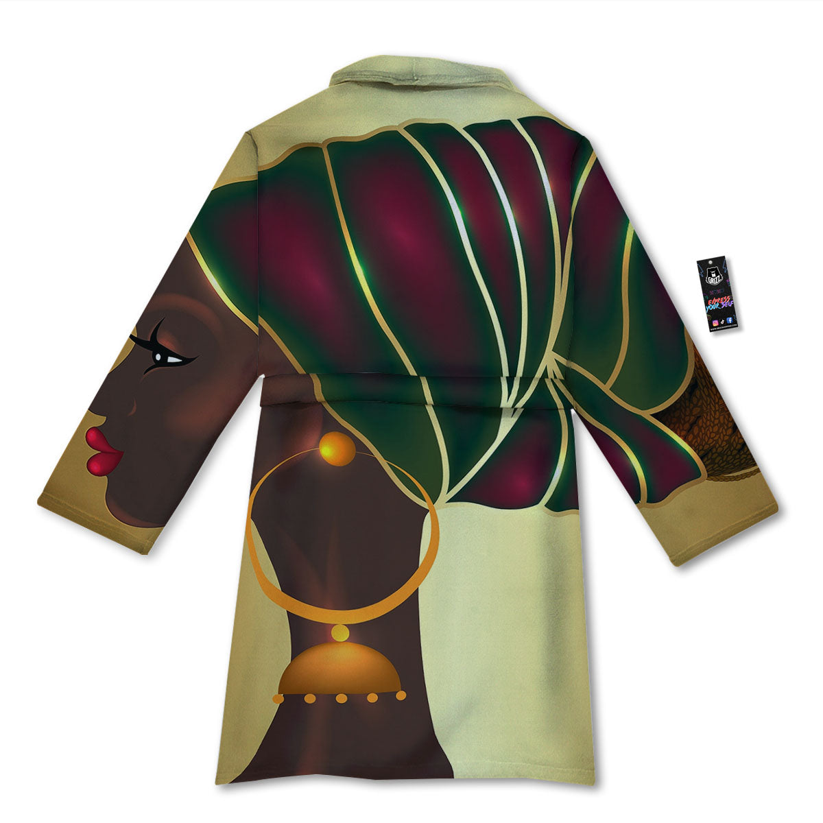 African Afro Gold And Black Print Bathrobe-grizzshop